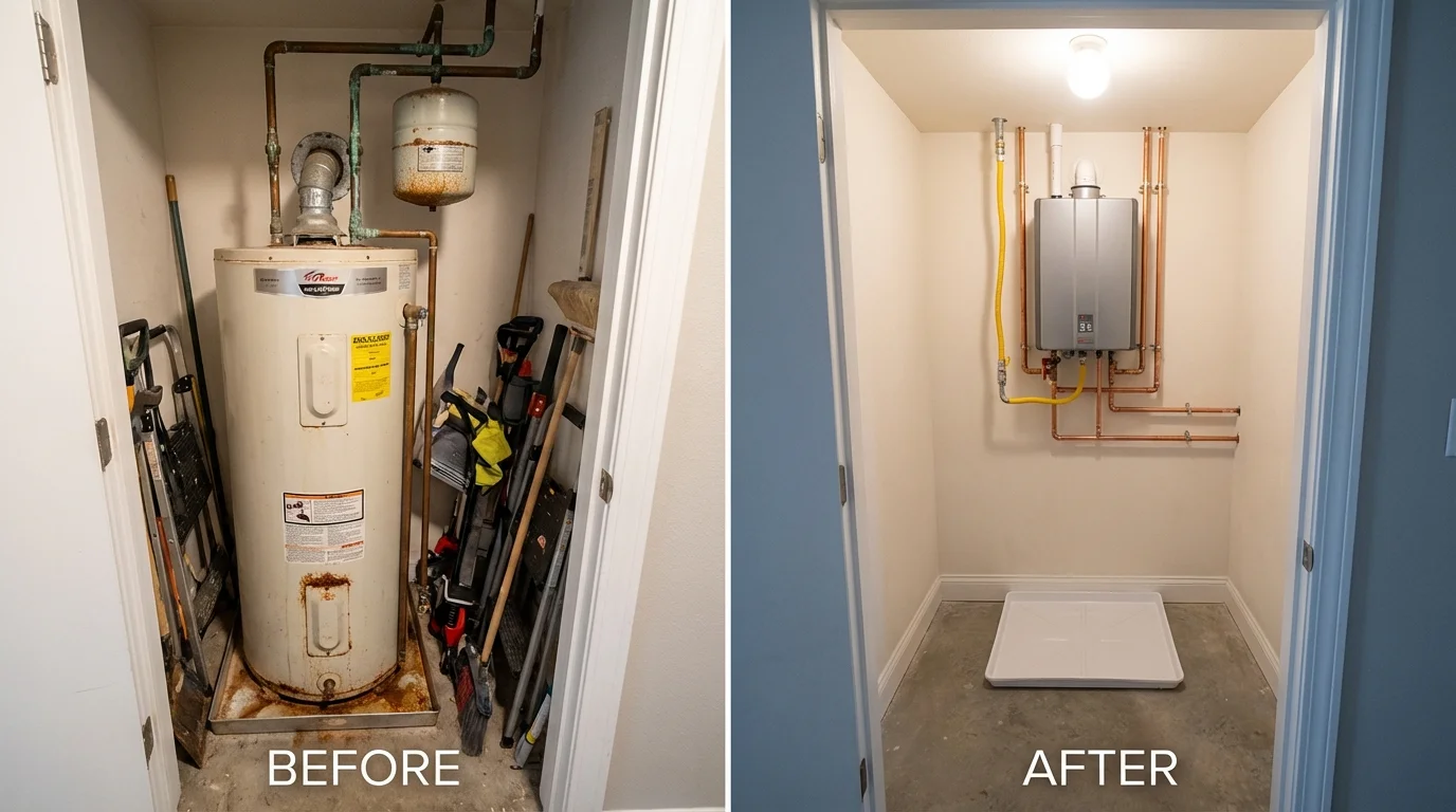 Tank water heater versus wall-mounted tankless unit comparison for Buchanan, GA homeowners